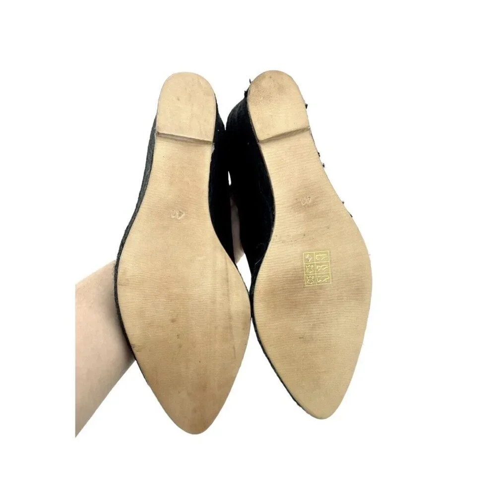 Atelier Mercadal Greta Wedge Espadrilles Black Suede Leather Shoes SZ 41 EU NIB
